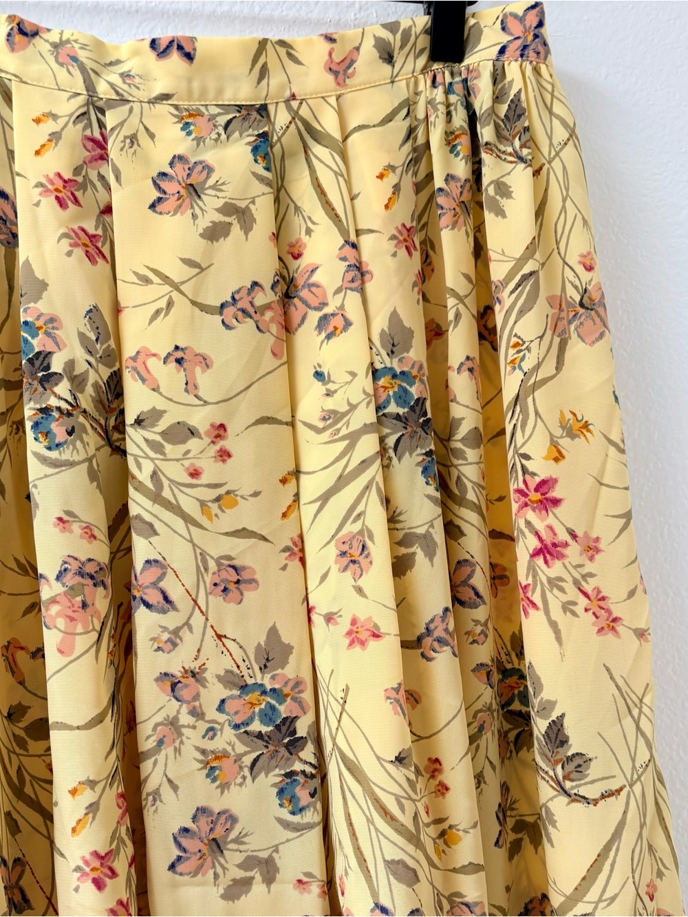 Vintage Prairie Cottagecore Yellow Floral Midi Skirt - Picture 3 of 4